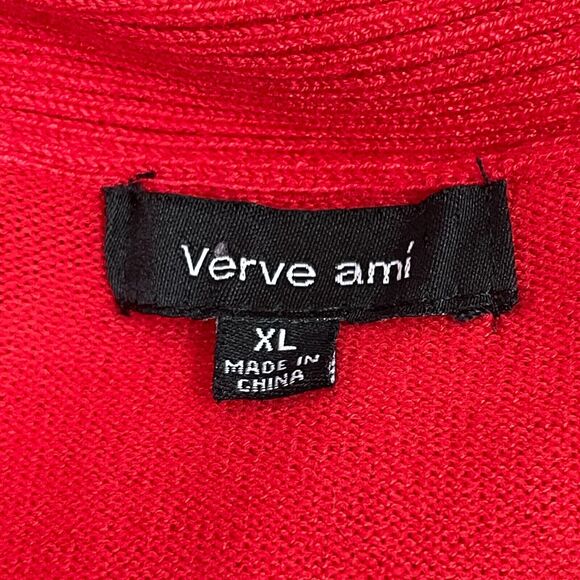 Verve Ami Women's Cardigan Sweater Large X-Large Red Asymmetrical Open Front - Picture 7 of 9